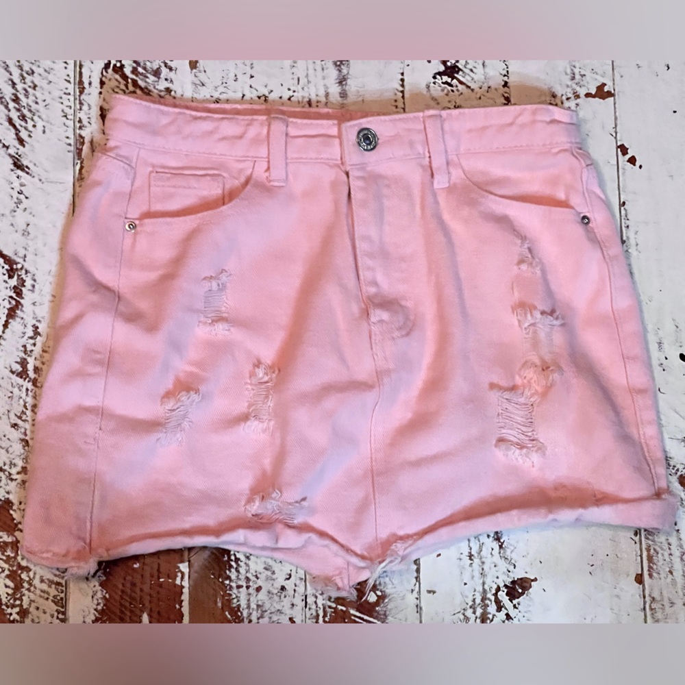 Shein Pink Jean Mini Skirt sz SM